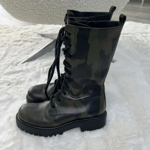 MICHAEL KORS-Military Boots/Calf High-Made in Italy-Worn 1x-No Box - Picture 2 of 16